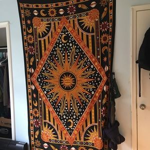 Orange and yellow boho tapestry